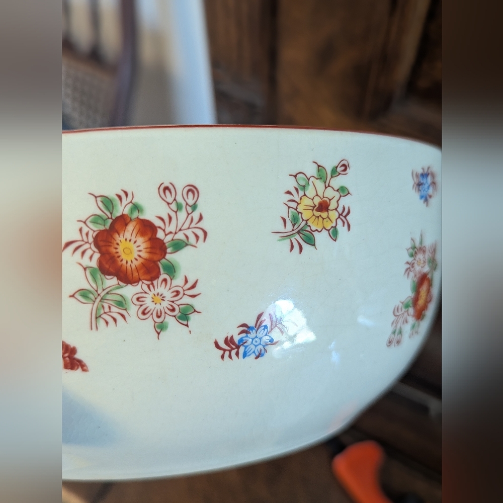 Mikori Ware Hand-Painted Floral Serving Bowl - Made in Japan